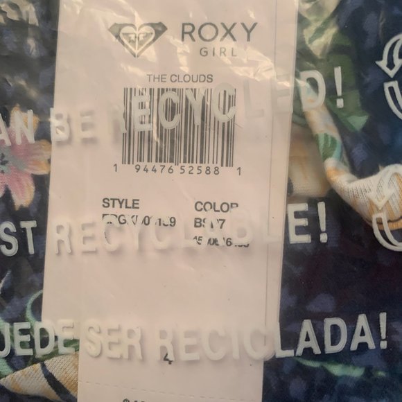 NWT ROXY GIRL THE CLOUDS SHORT SLEEVE DRESS BLUE FLORAL PRINT DRESS 4 & 6 - Picture 9 of 10